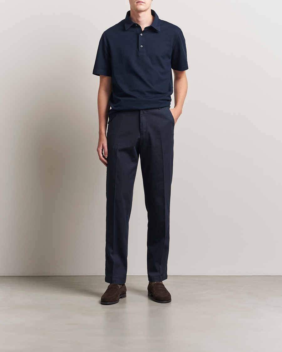 Homme | Polos | Brioni | Short Sleeve Polo Piquet Navy