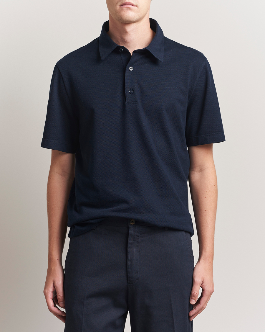 Homme | Polos | Brioni | Short Sleeve Polo Piquet Navy