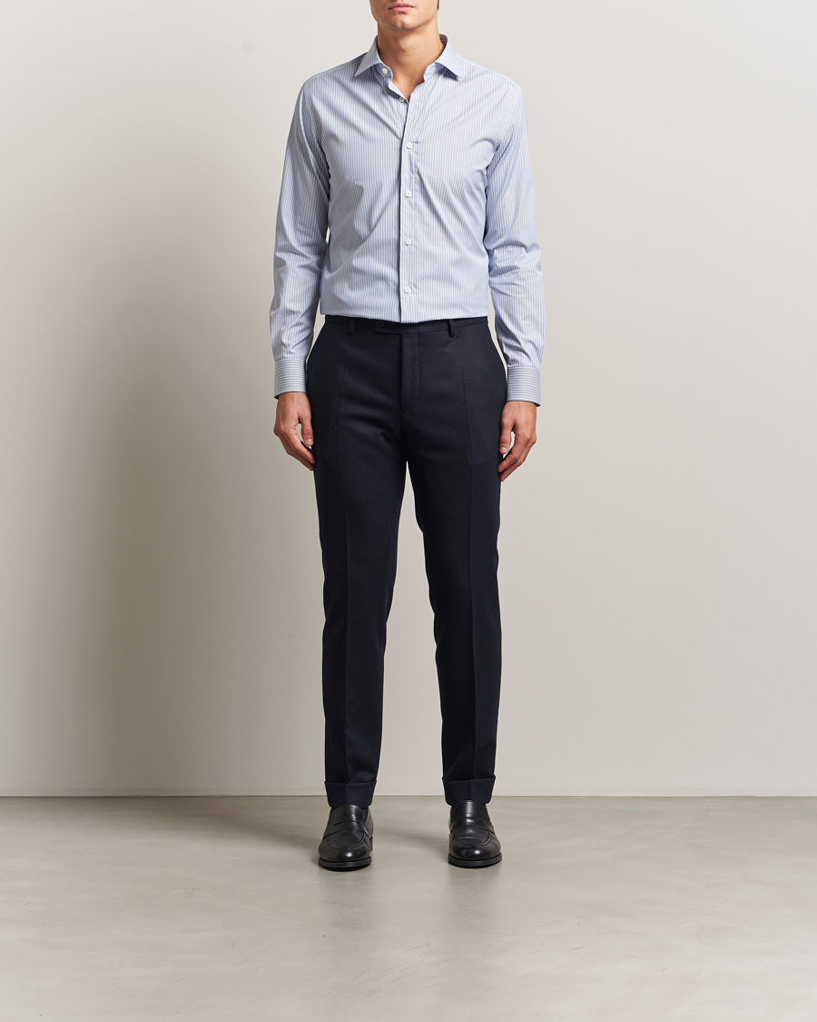 Homme | Chemises | Brioni | Classic Dress Shirt Blue Stripe