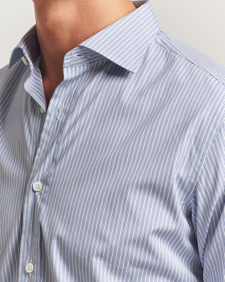 Homme | Chemises | Brioni | Classic Dress Shirt Blue Stripe