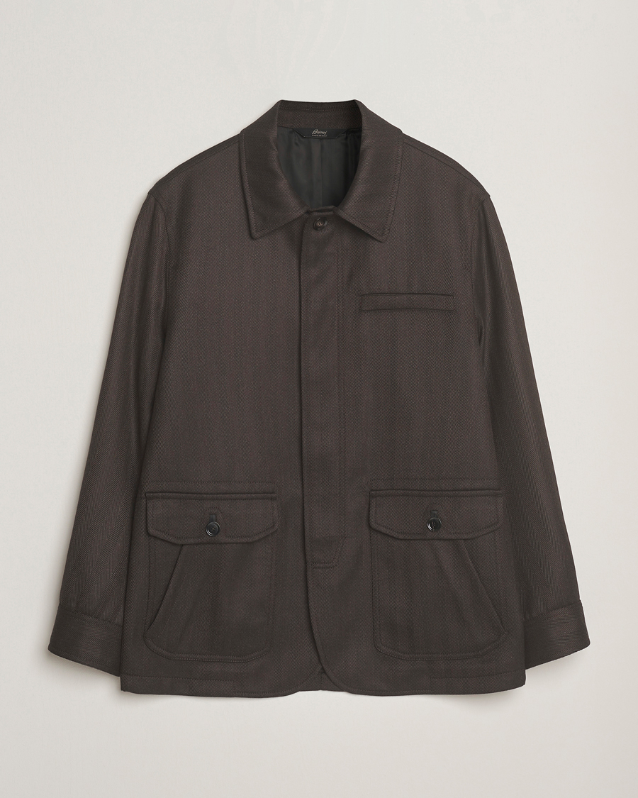 Heren | Jassen | Brioni | Herringbone Hunting Jacket Dark Brown