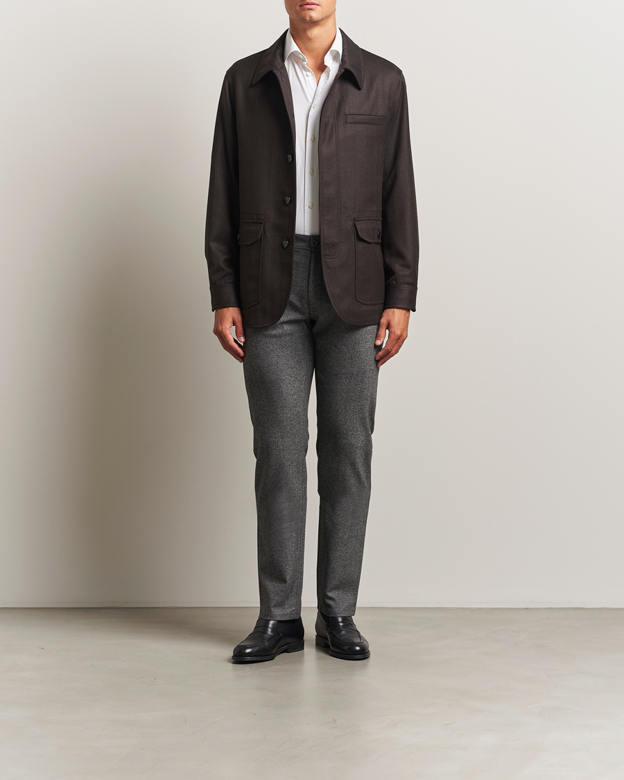 Homme | Pantalons | Brioni | 5-Pocket Flannel Pants Grey Melange