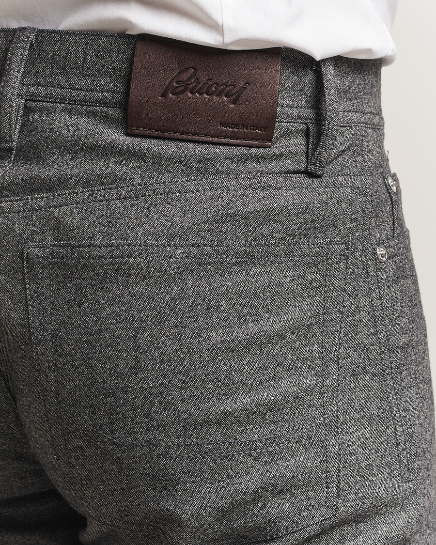 Homme | Pantalons | Brioni | 5-Pocket Flannel Pants Grey Melange