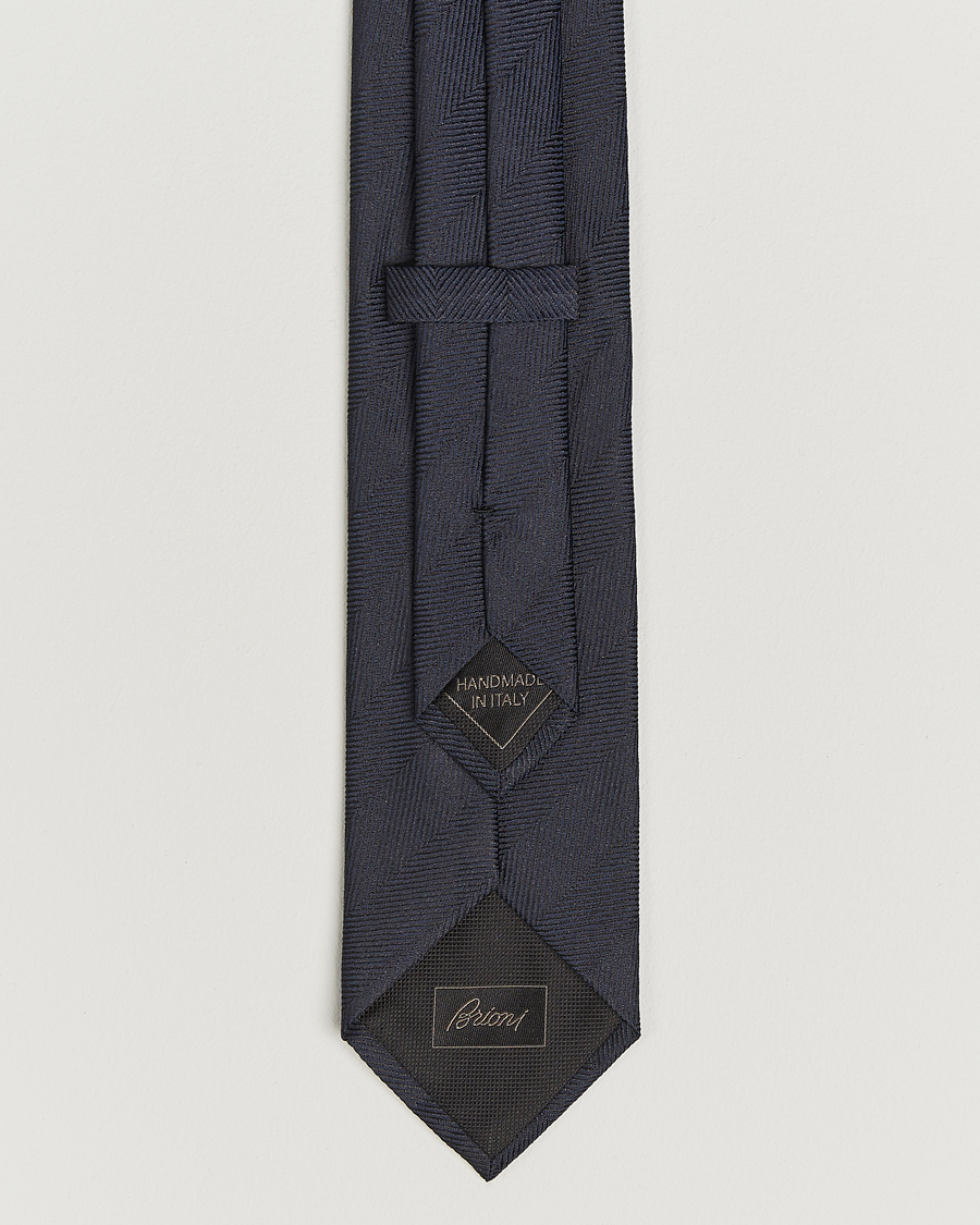 Heren | Stropdassen | Brioni | Herringbone Silk Tie Navy