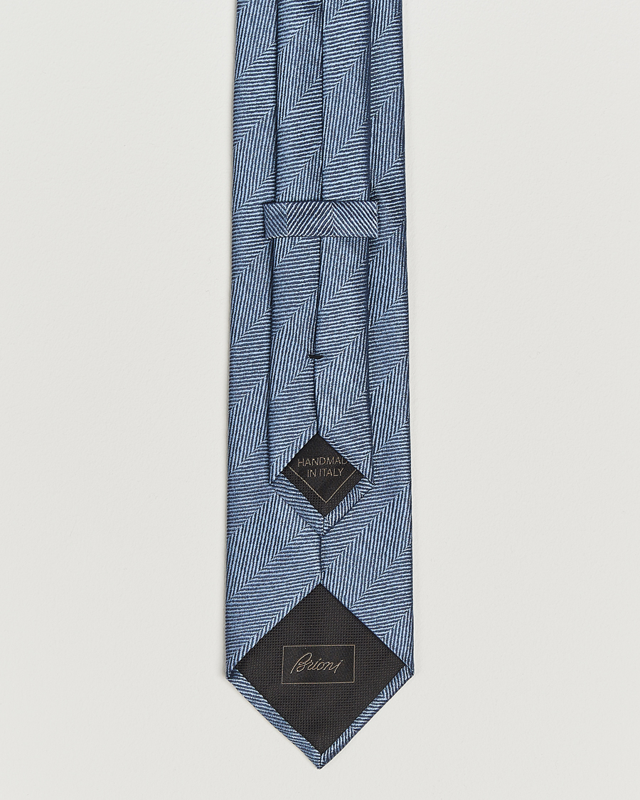 Homme | Cravates | Brioni | Herringbone Silk Tie Light Blue