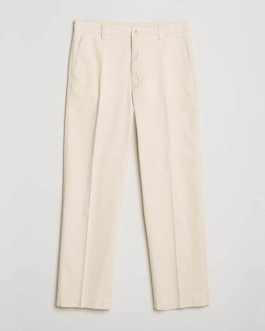 Heren | Broeken | NN07 | Paw Cotton/Lyocell Pleated Trousers Ivory
