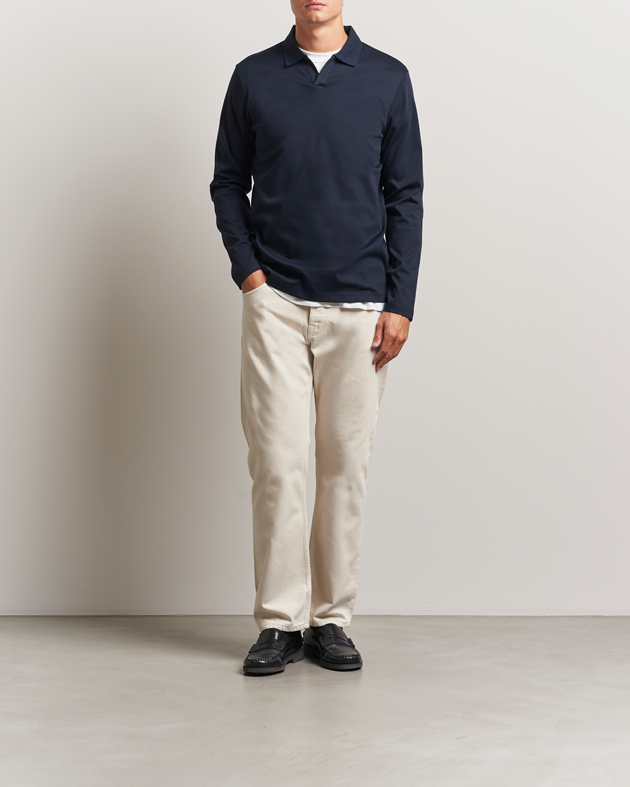 Homme | Polos | NN07 | Paul Long Sleeve Polo Navy Blue