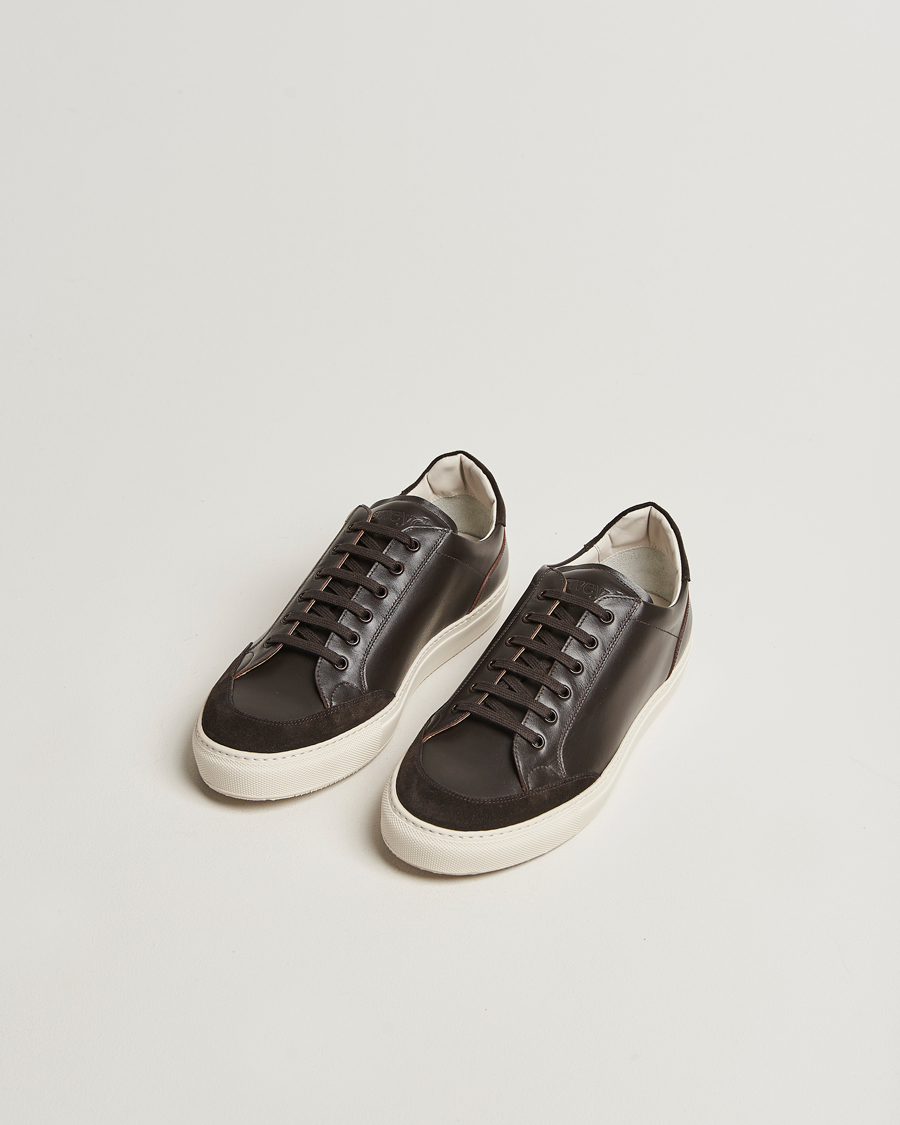 Heren | Sneakers | Sweyd | Center Leather/Suede Sneakers Dark Brown