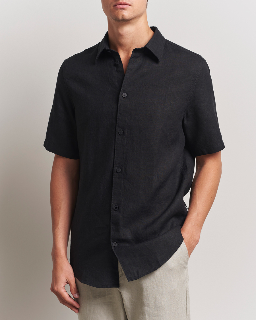 Homme | Chemises | NN07 | Enzo Linen Short Sleeve Shirt Black