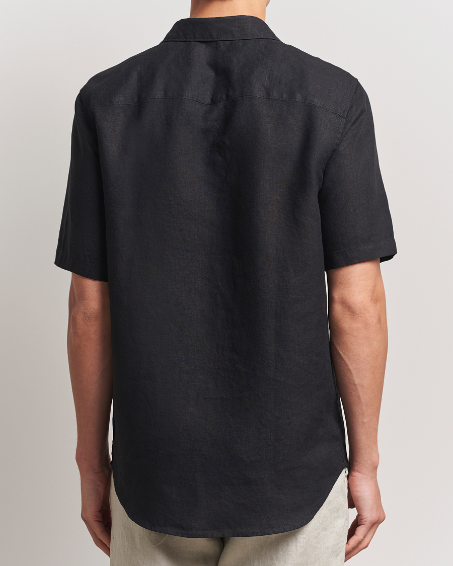 Heren | Overhemden | NN07 | Enzo Linen Short Sleeve Shirt Black