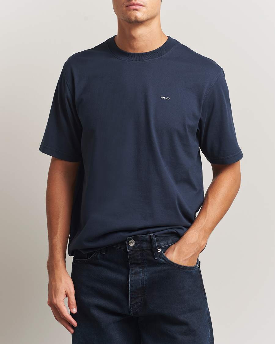 Homme | T-shirts | NN07 | Abel Logo Crew Neck T-Shirt Navy