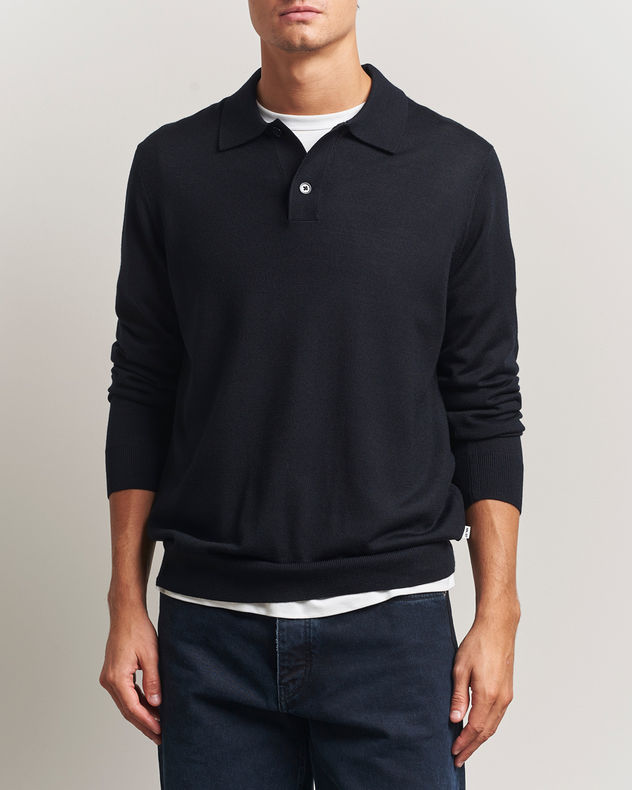 Heren | Truien | NN07 | Serge Wool Knitted Polo Deep Navy