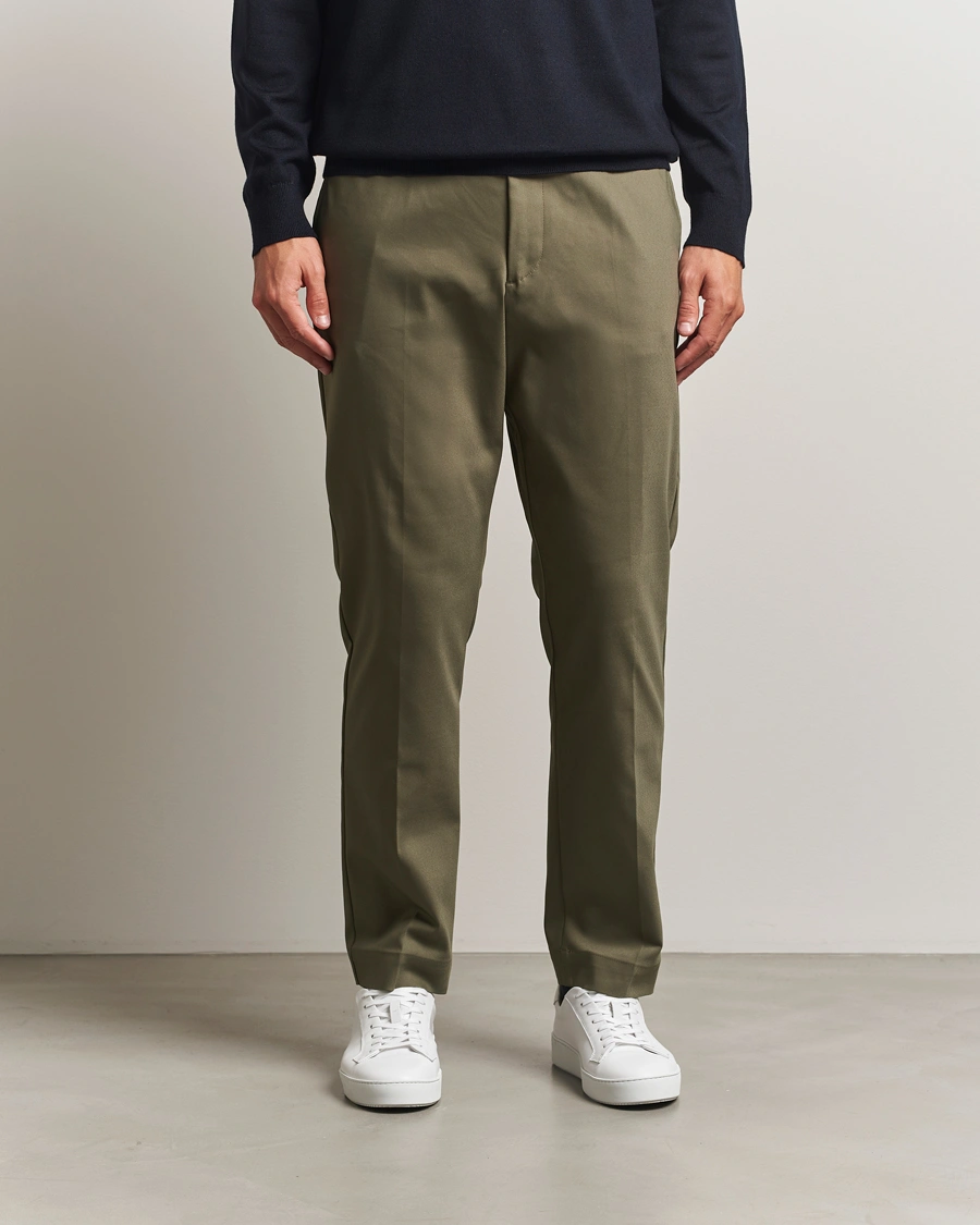 Homme | Pantalons | NN07 | Baker Cotton Drawstring Trousers Capers Green