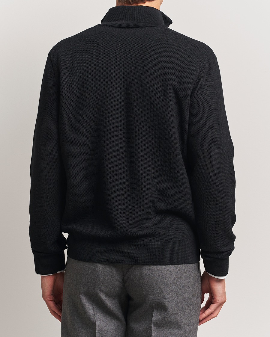 Heren | Truien | Ralph Lauren Purple Label | Wool Pique Half Zip Polo Black