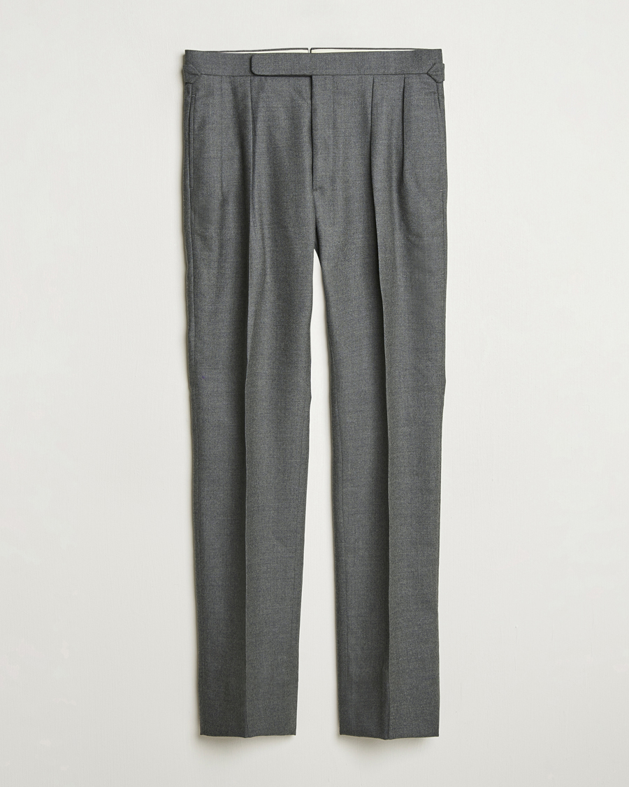 Heren | Broeken | Ralph Lauren Purple Label | Worsted Flannel Trousers Light Grey
