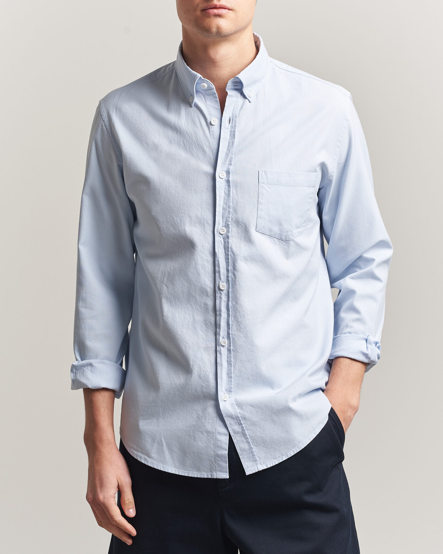 Heren | Overhemden | Sunspel | Oxford Button Down Shirt Light Blue