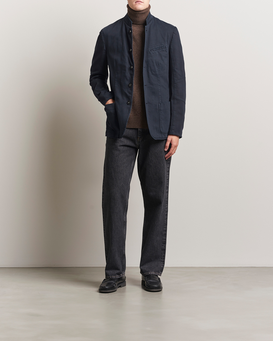 Homme | Blazers | Massimo Alba | Gstaad Bull Cotton Jacket Navy