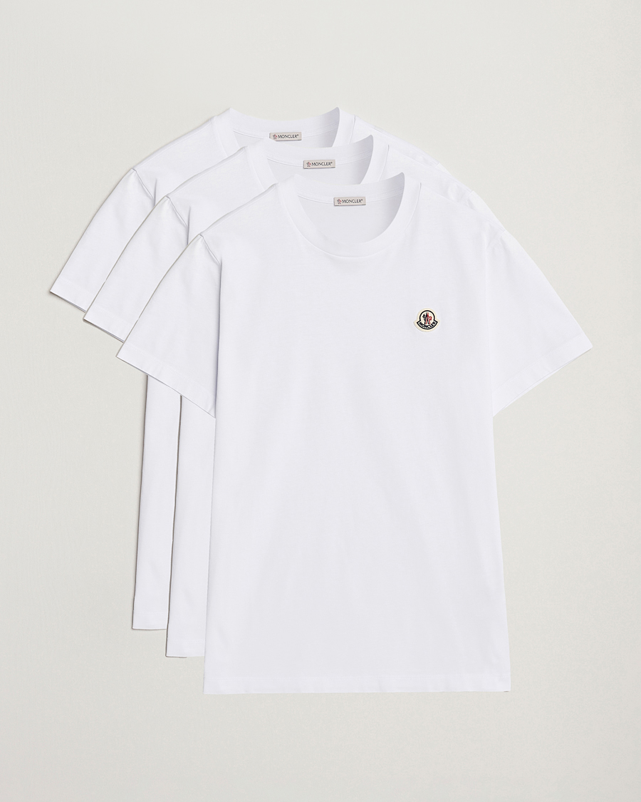 Heren | T-shirts | Moncler | 3-Pack Logo T-Shirt White