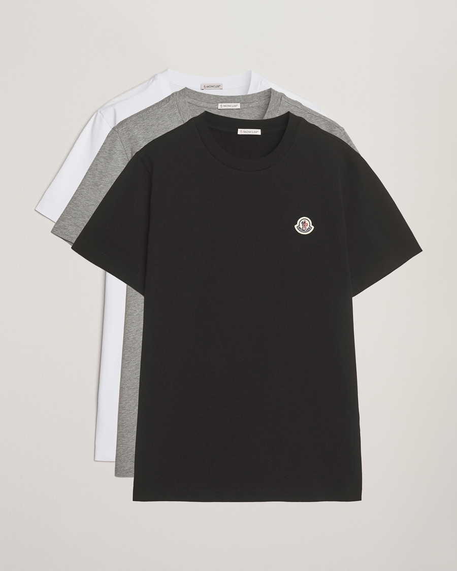 Homme | T-shirts | Moncler | 3-Pack Logo T-Shirt Grey/White/Black