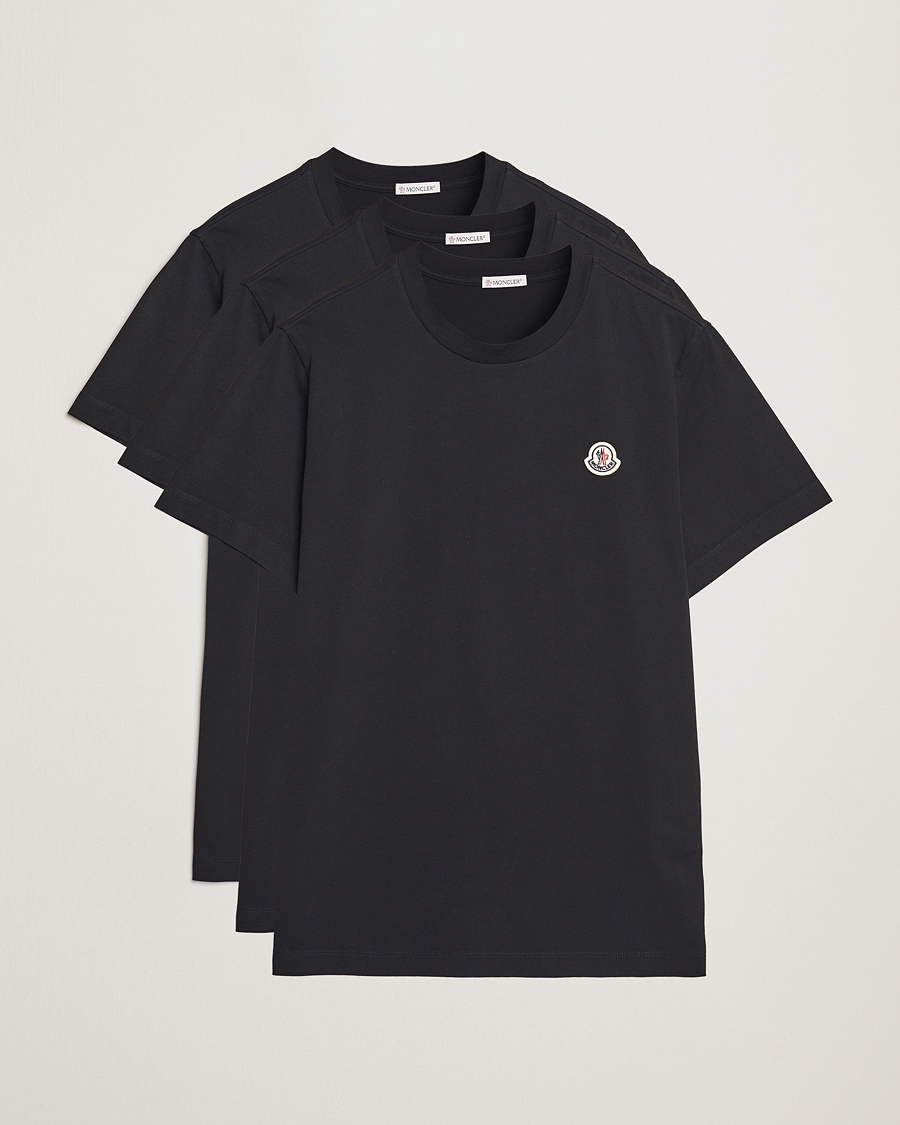 Heren | T-shirts | Moncler | 3-Pack Logo T-Shirt Black