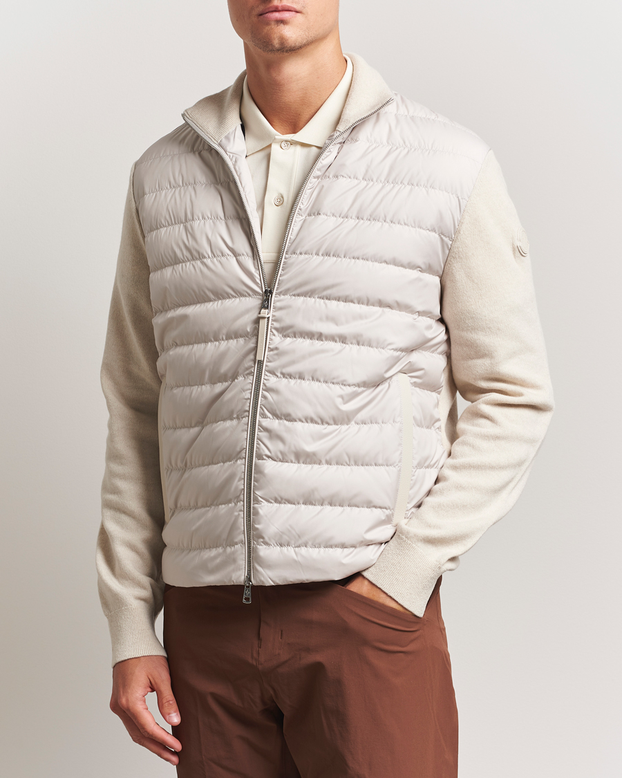 Homme | Pulls Et Tricots | Moncler | Full Zip Padded Cardigan Off White