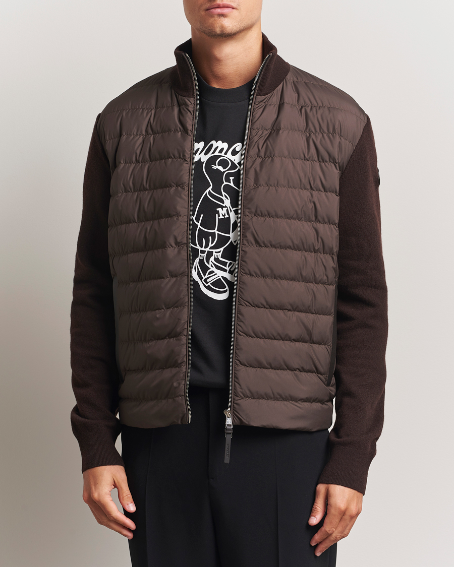 Homme | Pulls Et Tricots | Moncler | Full Zip Padded Cardigan Brown