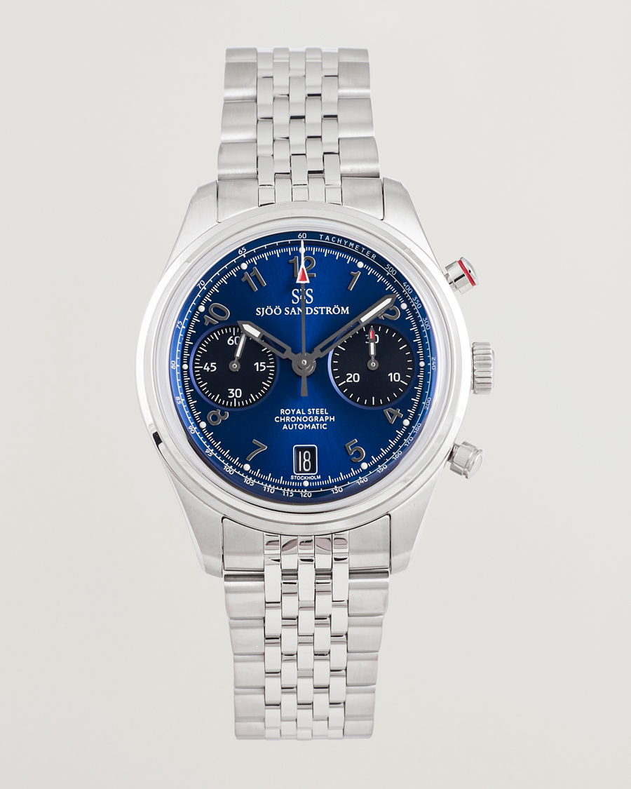 Heren | Sjöö Sandström Royal Steel Chronograph 40mm Blue Dial | Sjöö Sandström | Royal Steel Chronograph 40mm Blue Dial
