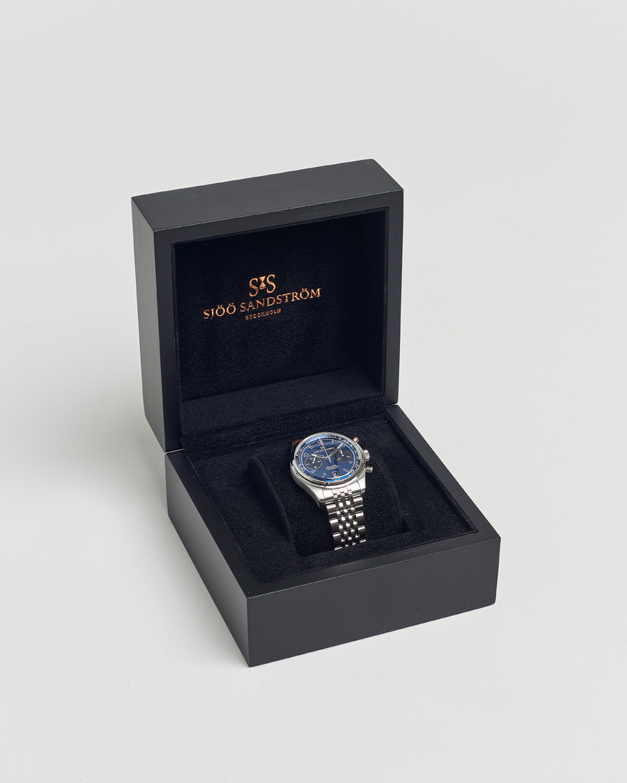 Heren | Sjöö Sandström Royal Steel Chronograph 40mm Blue Dial | Sjöö Sandström | Royal Steel Chronograph 40mm Blue Dial