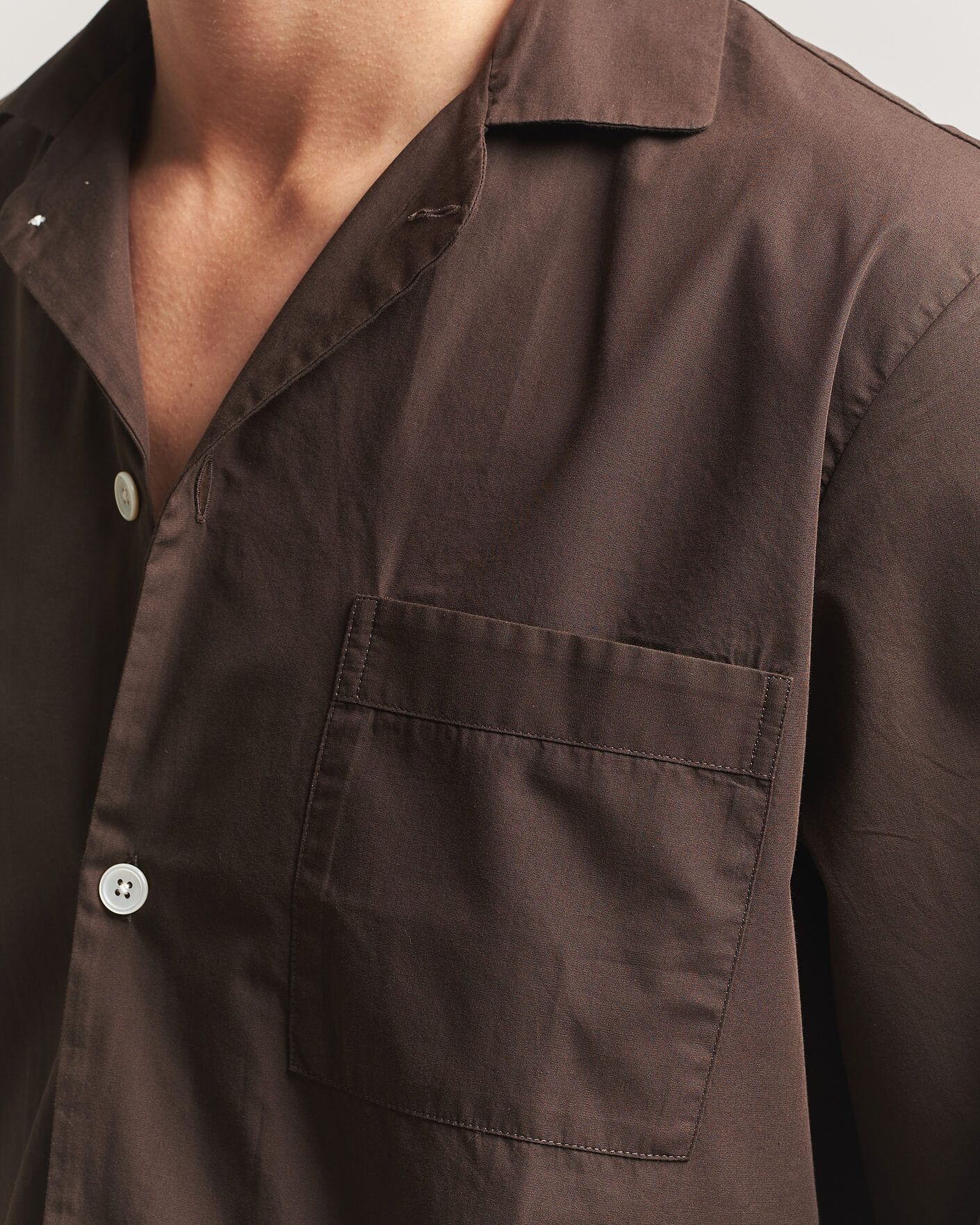 Homme | Peignoirs Et Pyjamas | Tekla | Poplin Pyjama Shirt Coffee