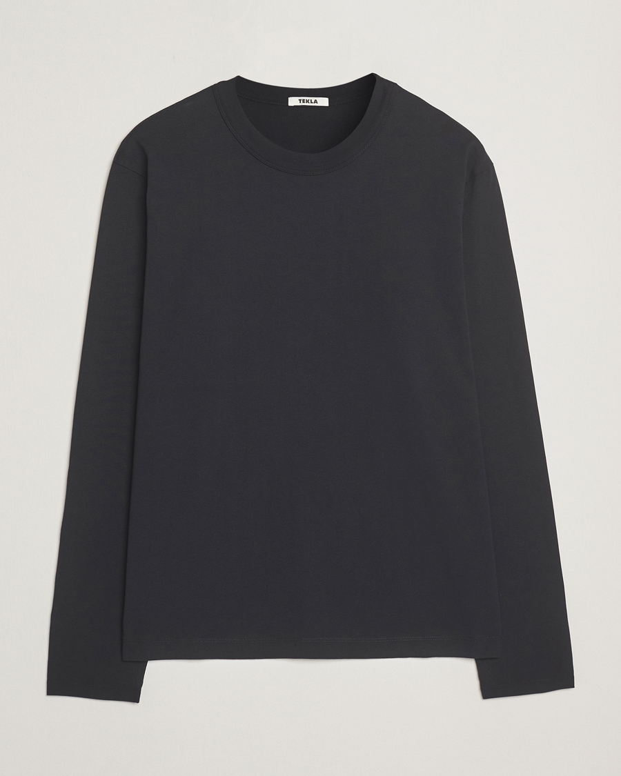 Homme | T-shirts | Tekla | Organic Cotton Long Sleeve T-Shirt Black