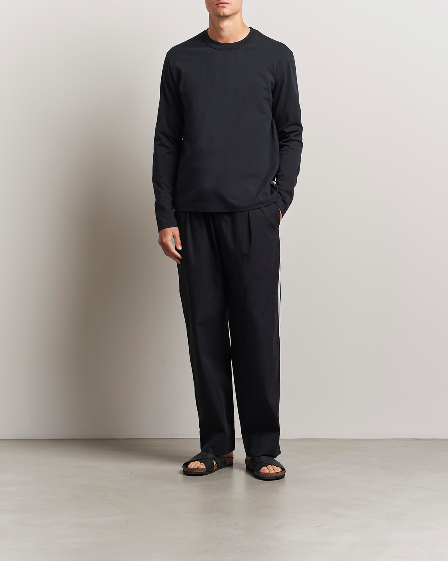 Heren | T-shirts | Tekla | Organic Cotton Long Sleeve T-Shirt Black