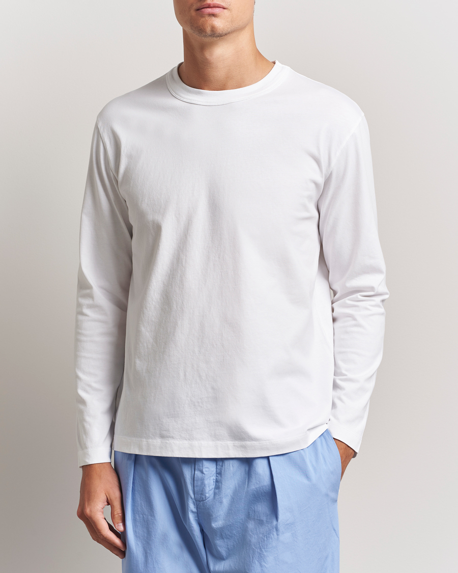 Heren | T-shirts | Tekla | Organic Cotton Long Sleeve T-Shirt White