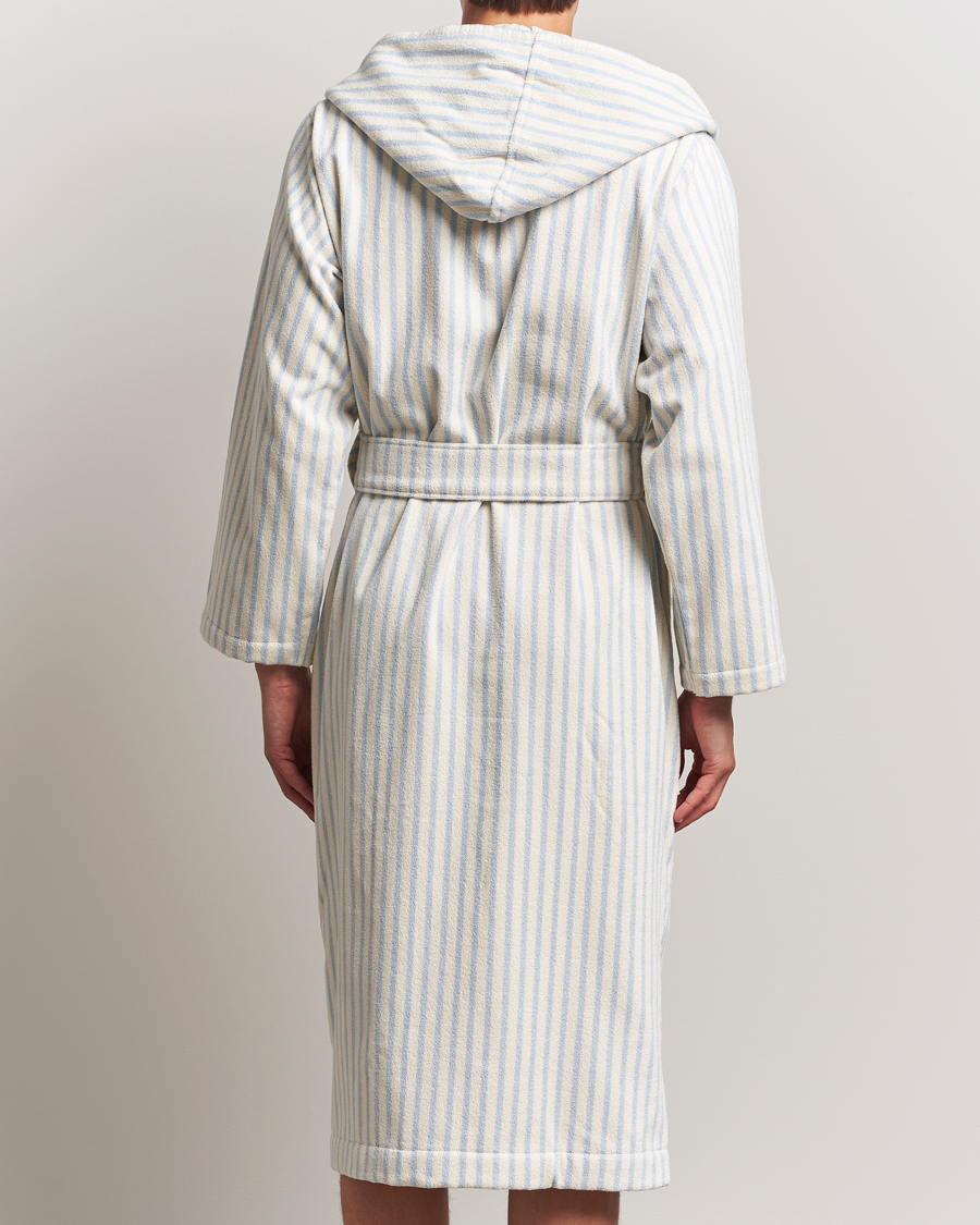 Homme | Peignoirs Et Pyjamas | Tekla | Organic Terry Hooded Bathrobe Soft Blue Stripes
