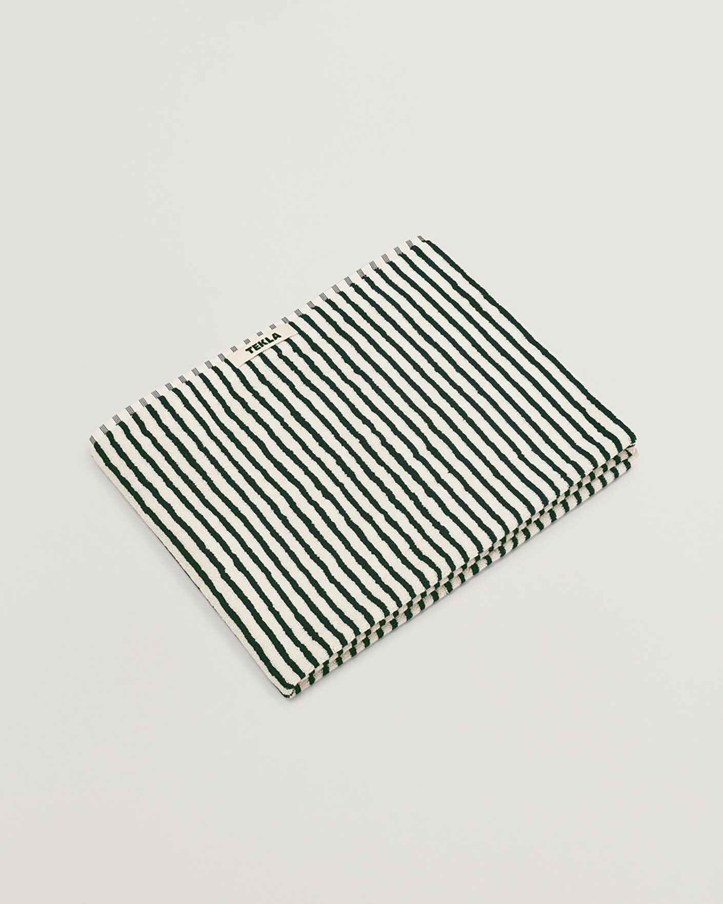 Homme | Tekla Organic Terry Bath Towel Racing Green Stripes | Tekla | Organic Terry Bath Towel Racing Green Stripes
