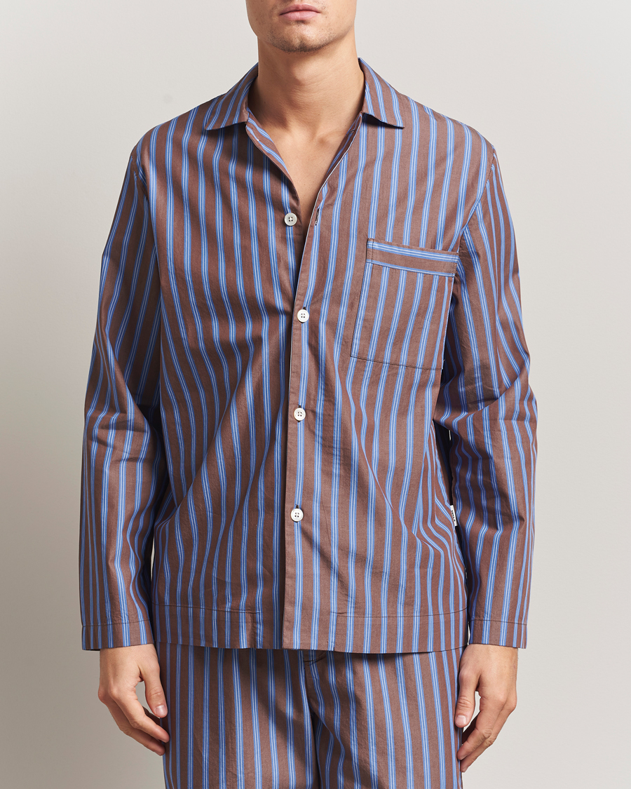 Homme | Peignoirs Et Pyjamas | Tekla | Poplin Pyjama Shirt Chestnut Stripes