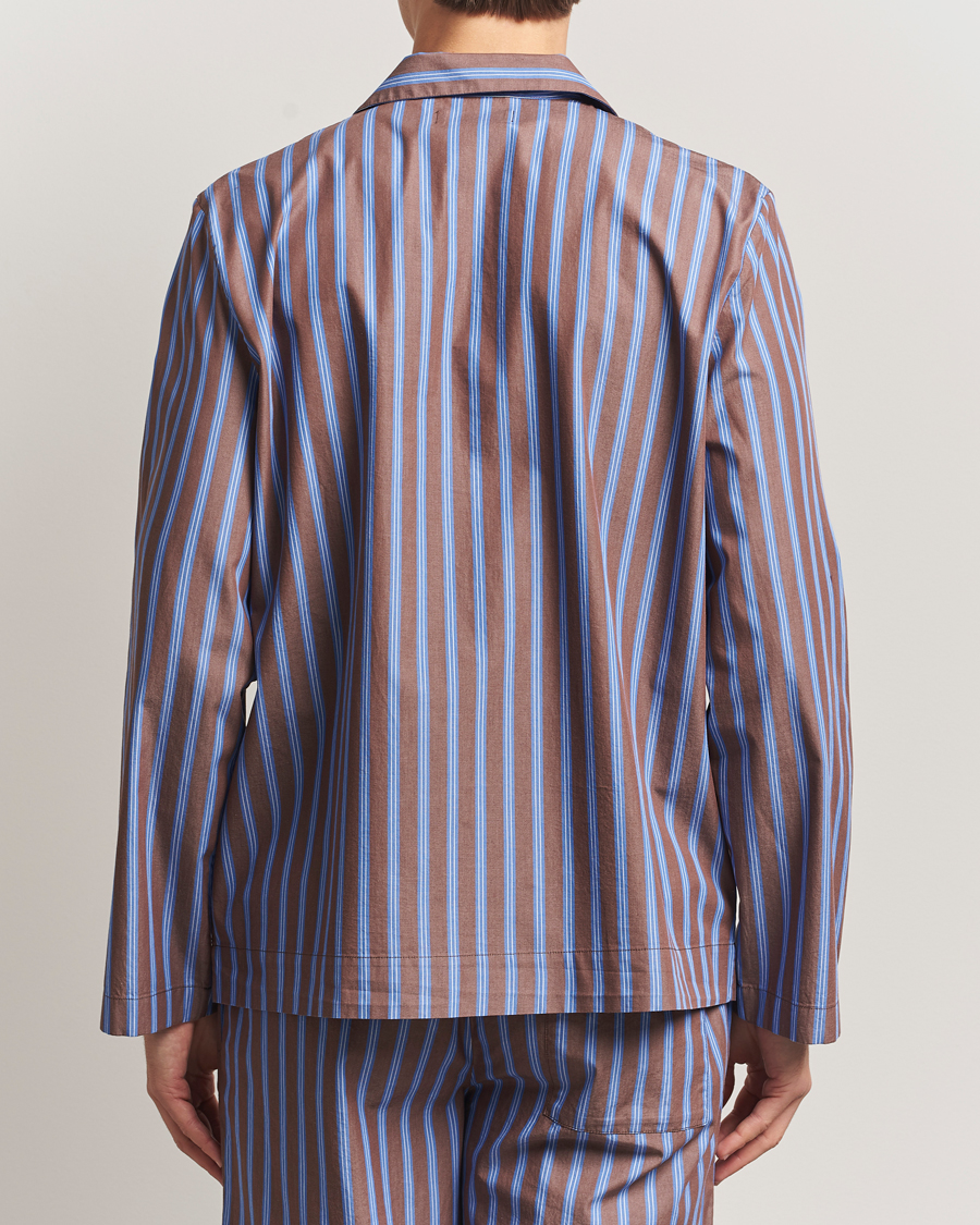 Heren | Pyjama's en gewaden | Tekla | Poplin Pyjama Shirt Chestnut Stripes