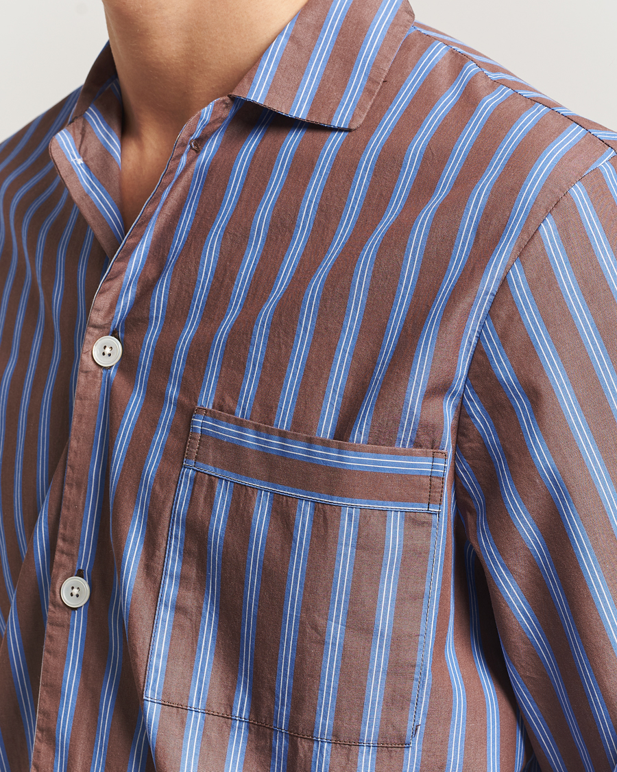 Heren | Pyjama's en gewaden | Tekla | Poplin Pyjama Shirt Chestnut Stripes