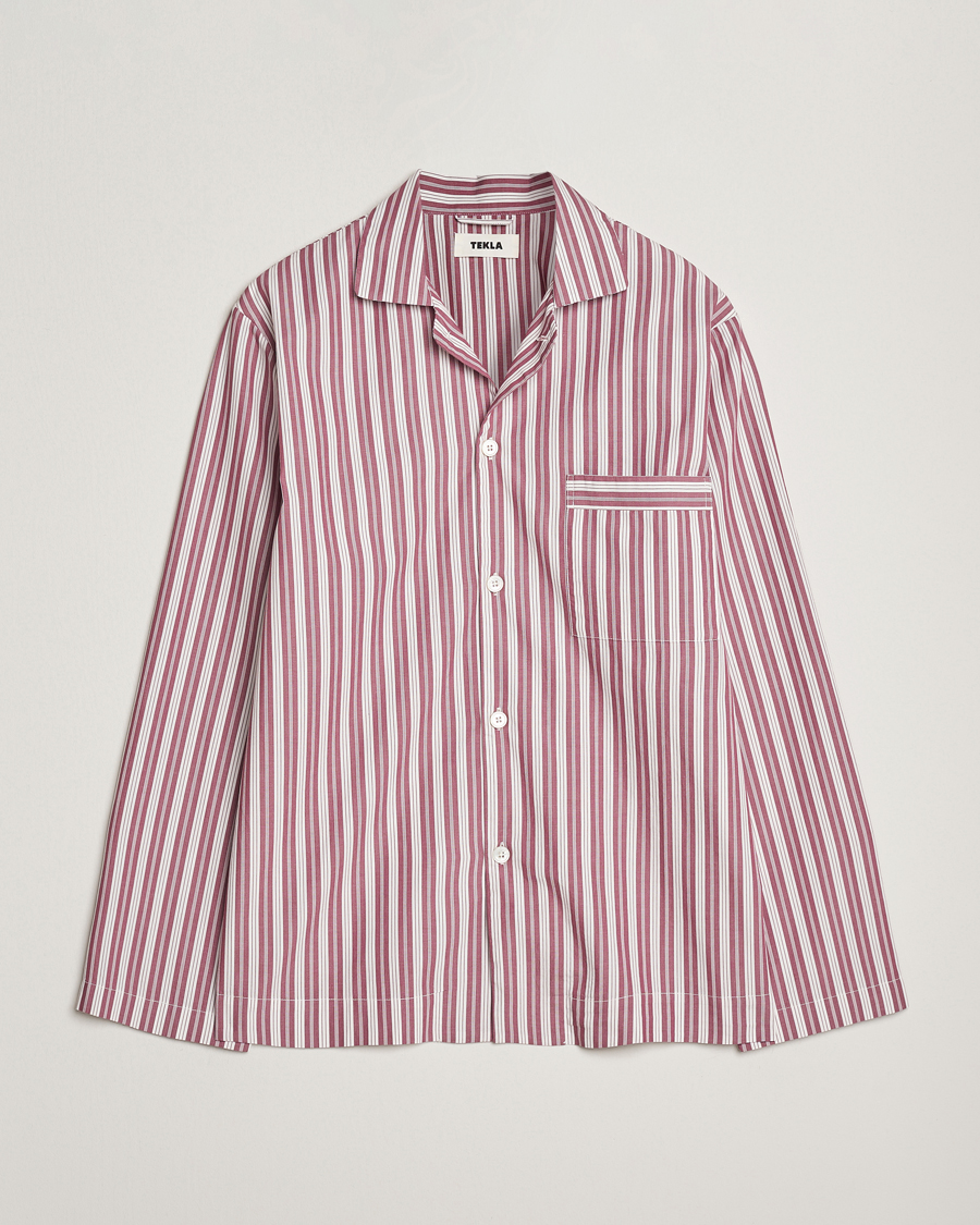 Heren | Pyjama's en gewaden | Tekla | Poplin Pyjama Shirt Rhubarb Stripes