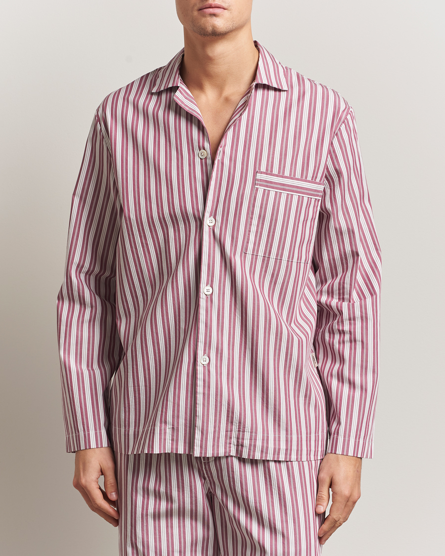Heren | Pyjama's en gewaden | Tekla | Poplin Pyjama Shirt Rhubarb Stripes