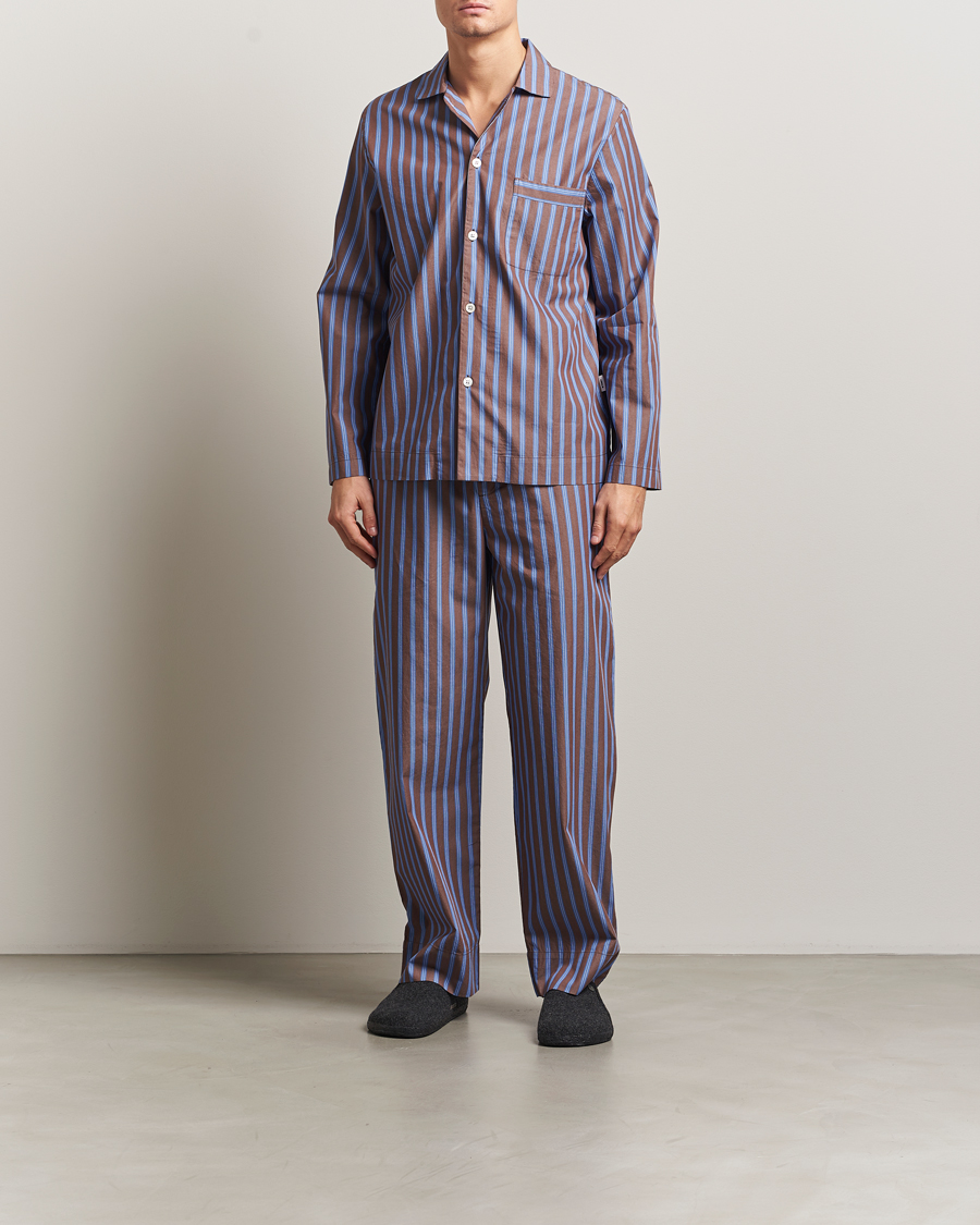 Homme | Peignoirs Et Pyjamas | Tekla | Poplin Pyjama Pants Chestnut Stripes