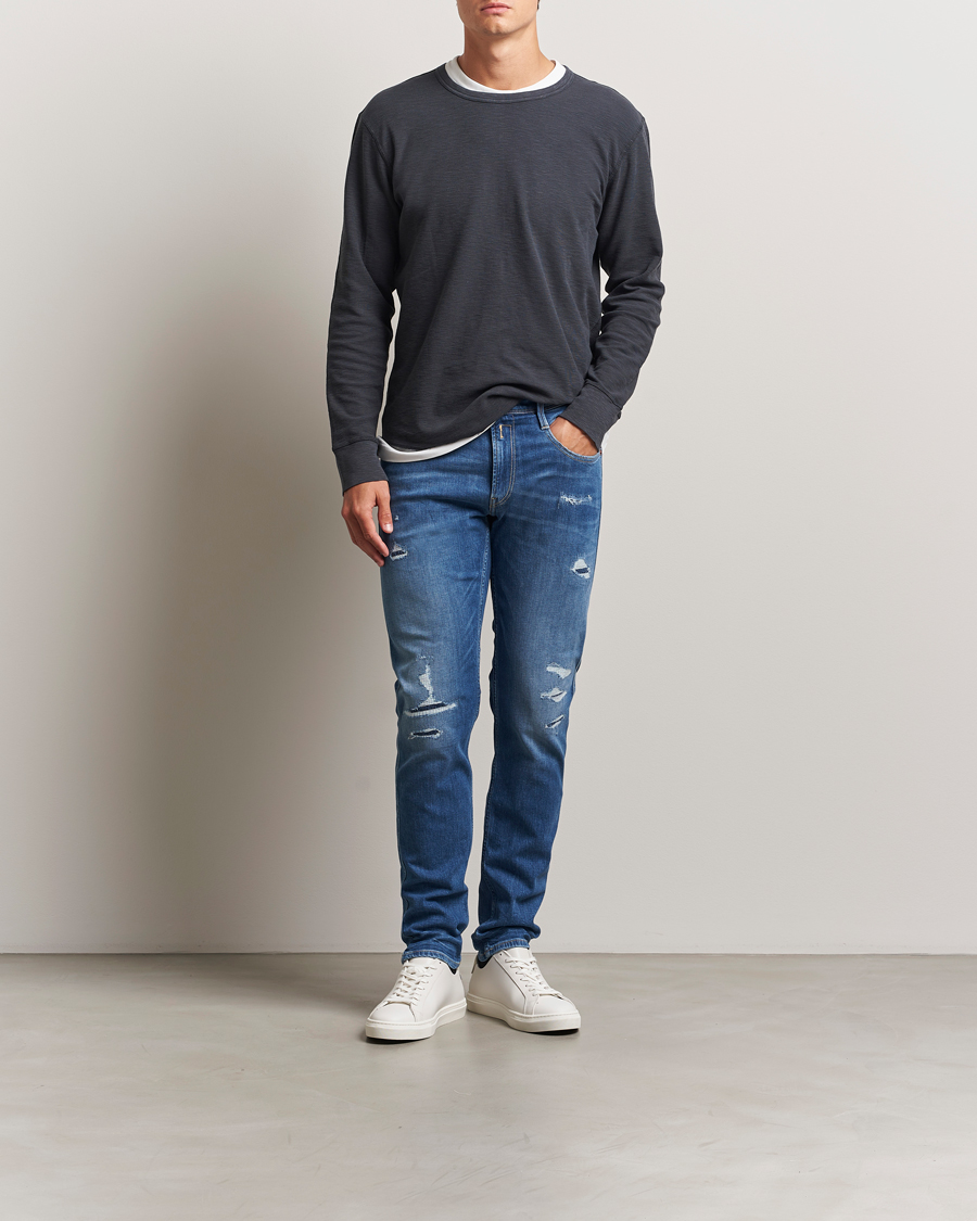 Heren | Jeans | Replay | Anbass Distressed Super Stretch Bio Jeans Medium Blue