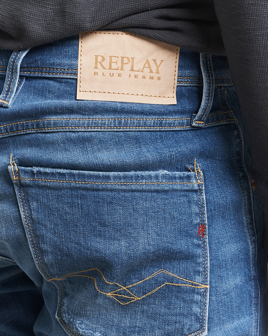 Heren | Jeans | Replay | Anbass Distressed Super Stretch Bio Jeans Medium Blue