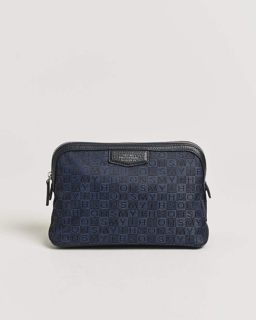 Heren | Tassen | Smythson | Canvas Stamp Travel Pouch Navy