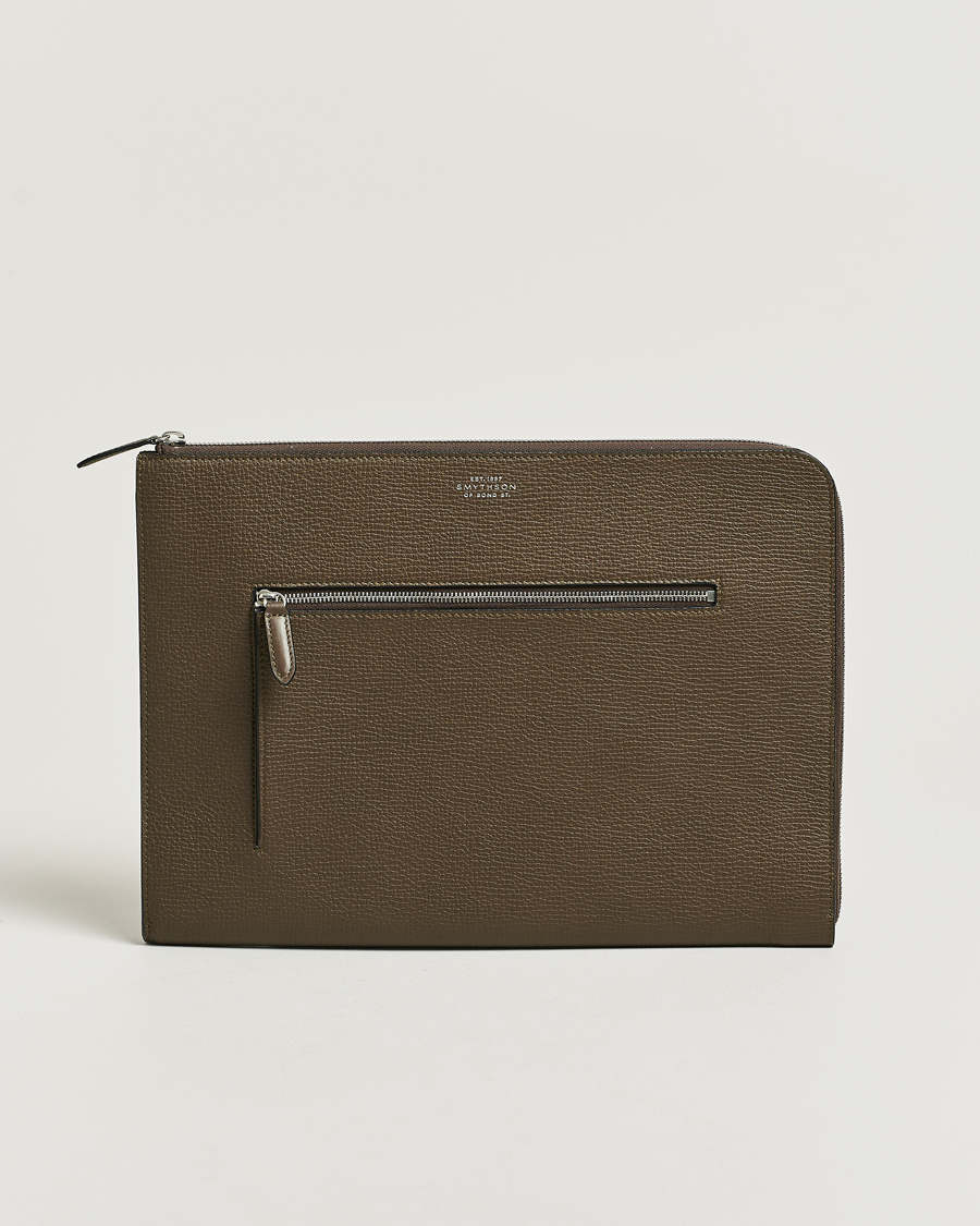 Heren | Tassen | Smythson | Ludlow Small Laptop Case With Dark Olive
