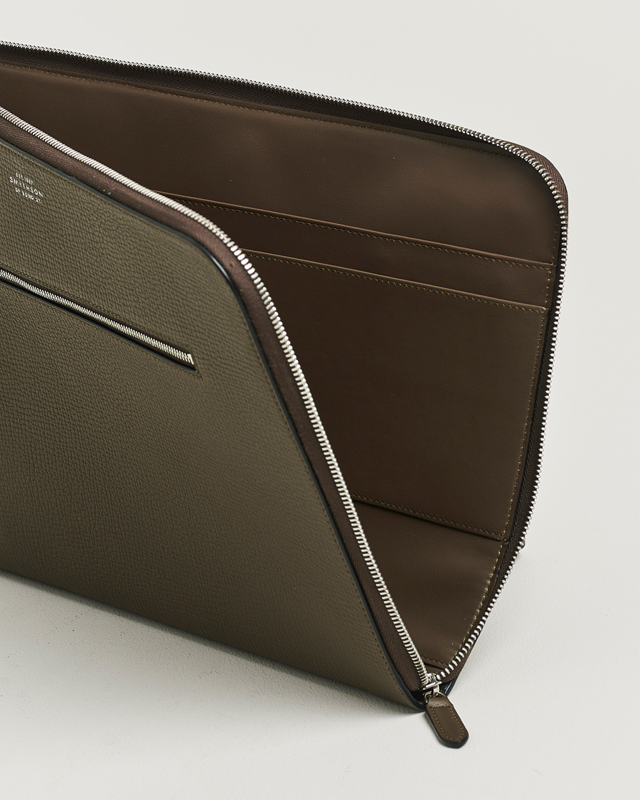 Heren | Tassen | Smythson | Ludlow Small Laptop Case With Dark Olive