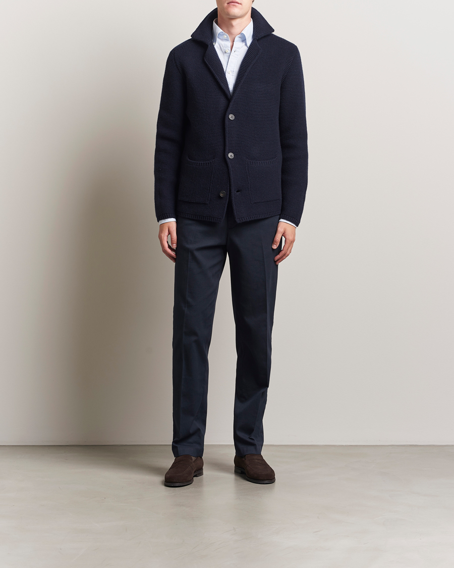 Heren | Truien | Altea | Wool Cardigan Jacket Navy