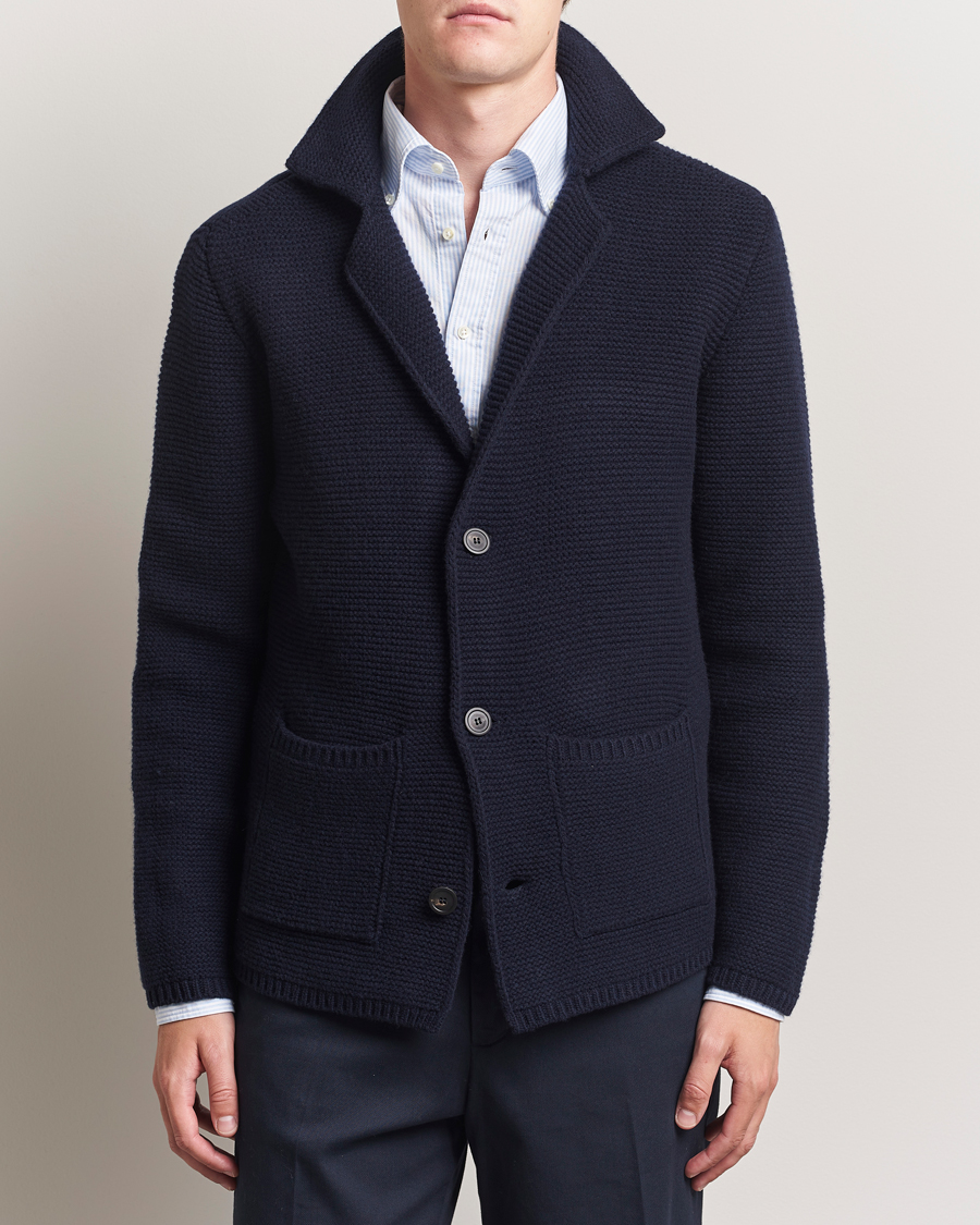 Heren | Truien | Altea | Wool Cardigan Jacket Navy