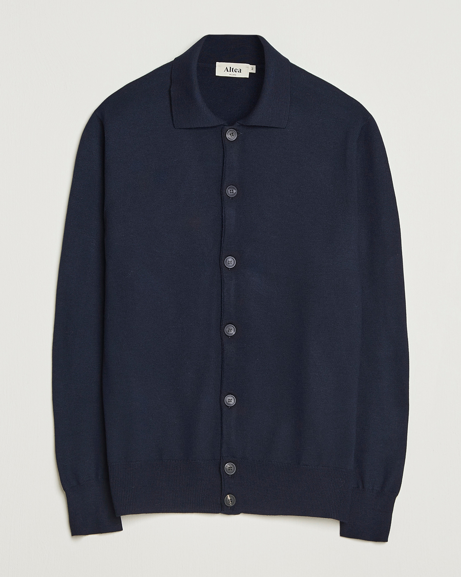 Heren | Truien | Altea | Merino Wool Cardigan Navy