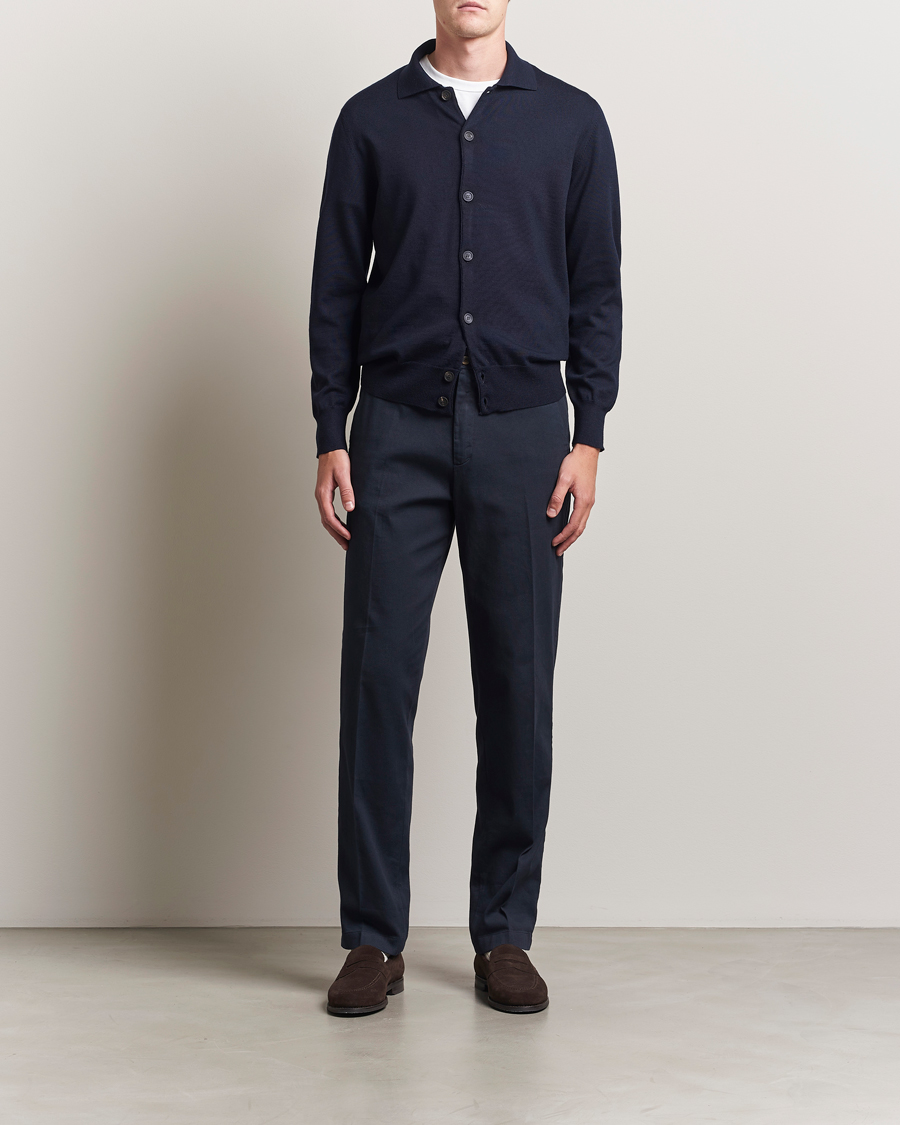 Heren | Truien | Altea | Merino Wool Cardigan Navy