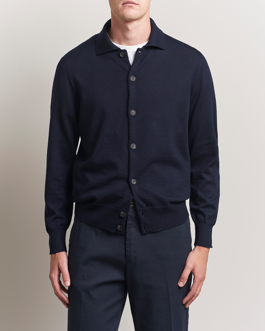 Heren | Truien | Altea | Merino Wool Cardigan Navy